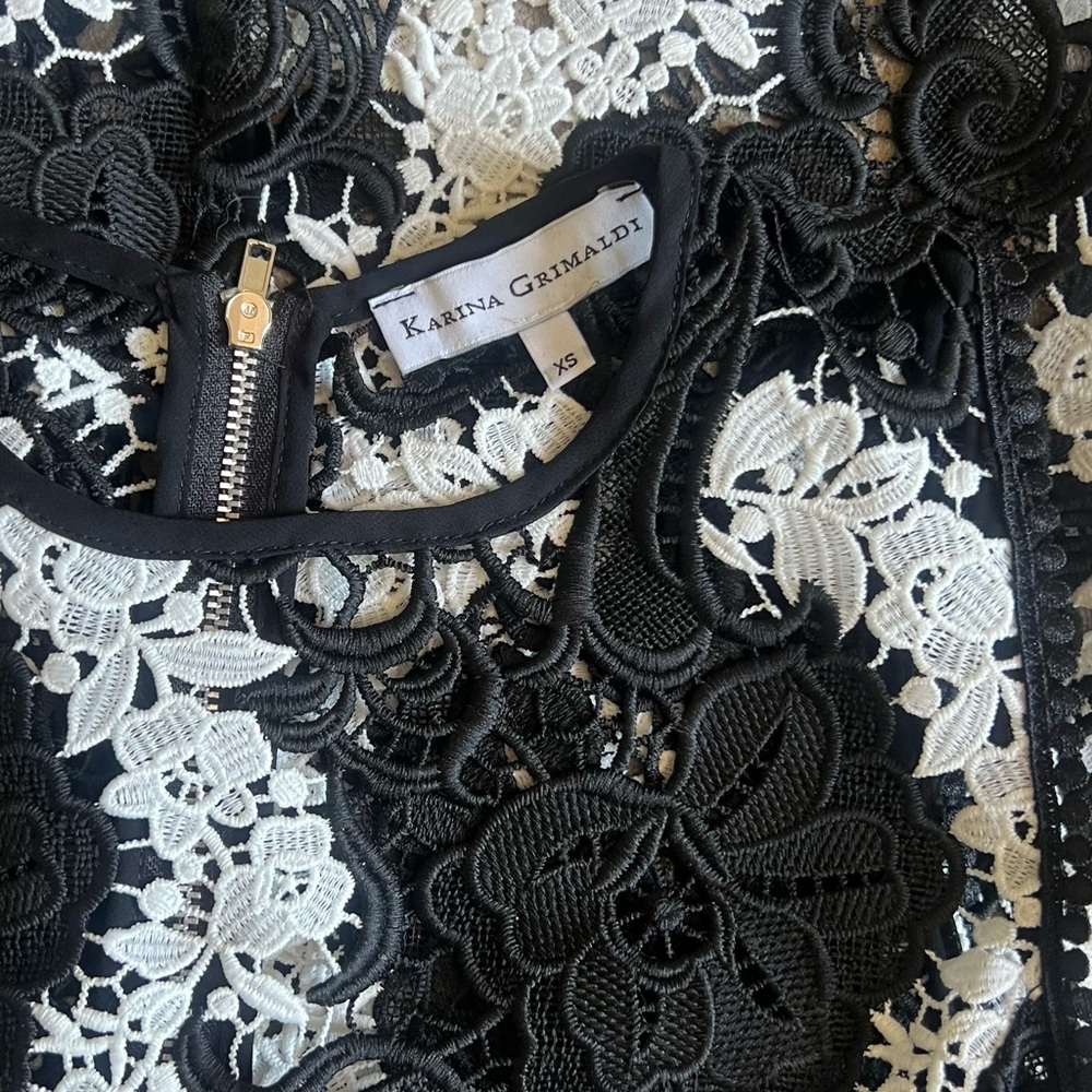 KARINA GRIMALDI maura lace Sheath dress black & white lace XS - Picture 3 of 4